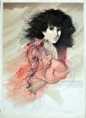 RICCARDO BENVENUTI Senza titolo, 1982 Litografia acquerellata a mano cm....