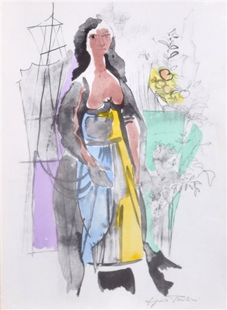 EUGENIO PARDINI Senza titolo Tecnica mista su cartone telato cm. 50x35 firmata