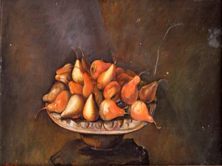 IGNOTO Natura morta Olio su tela cm. 29x44 firma indecifrabile