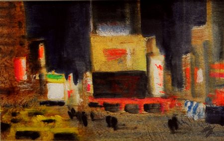 SALVATORE MAGAZZINI New York Olio su tavola cm. 20x30 firmato