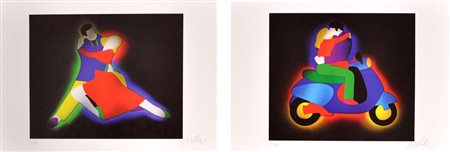 MARCO LODOLA Lotto unico di 2 litografie a colori: - Ballerini, cm. 34x48 –...