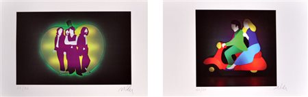 MARCO LODOLA Lotto unico di 2 litografie a colori: - Nella mela, cm. 34x48 –...