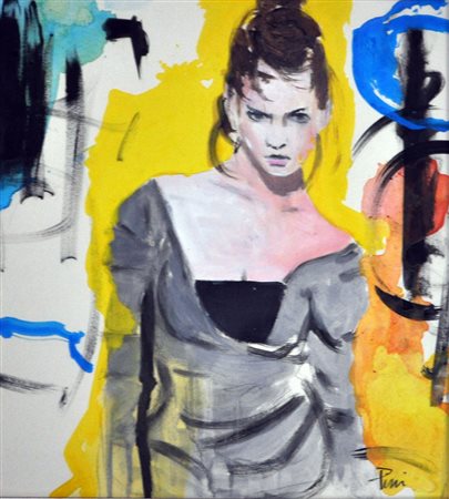 ALFREDO PINI Senza titolo Tecnica mista su cartoncino cm. 38x34 firmata...