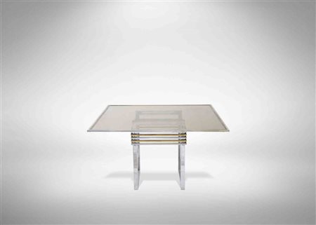 Romeo Rega (1904 - 1968) 
Tavolo in ottone cromato 1970s
 120x120x70 cm.