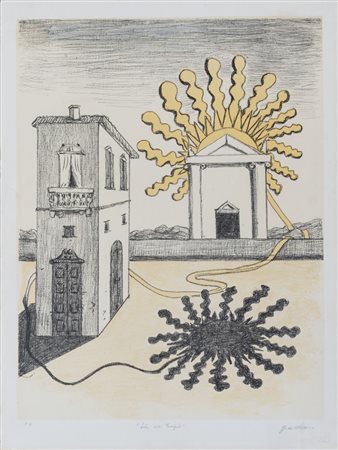 GIORGIO DE CHIRICO (Volos 1888 – Roma 1978) "Sole sul tempio", 1969....