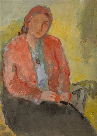 VIRGILIO GUIDI (Roma 1891 – Venezia 1984) "Donna seduta". Acquerello su carta...