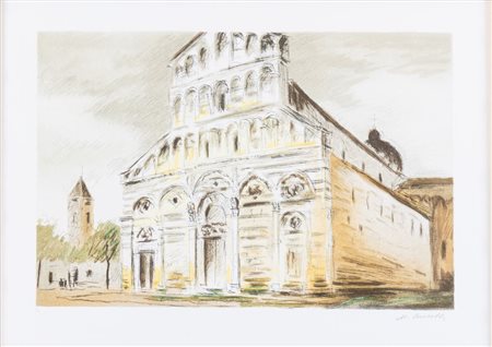 MICHELE CASCELLA (Ortona 1892 – Milano 1989) "Senza titolo". Litografia a...