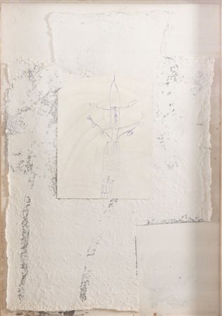 MIMMO PALADINO (Paduli 1948) "Senza titolo", 2000. Collage e tecnica mista su...