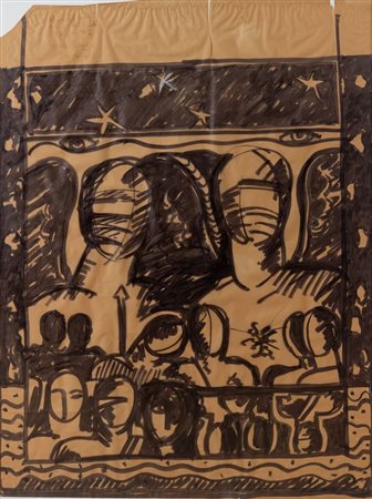 IGOR MITORAJ (Oederan 1944 – Parigi 2014) Tecnica mista su carta. Cm 118x90....