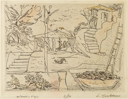 LUIGI BARTOLINI (Cupramontana 1892 - Roma 1963) "Osteria a Vejo", 1955....