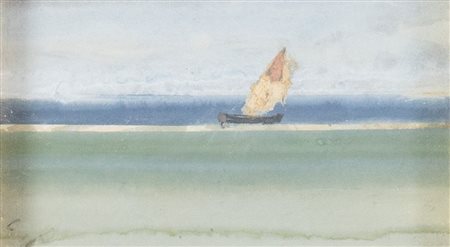 GUGLIELMO PIZZIRANI (Bologna, 1886 – 1971) "Marina". Olio su cartone. Cm...