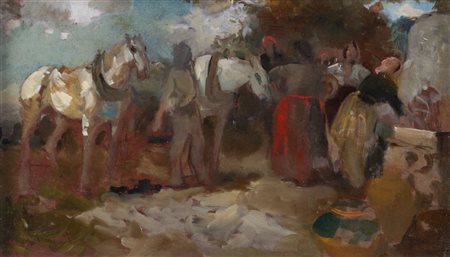 ALFREDO DEL SORDO (Otranto 1905 - Roma 1932) "Senza titolo". Olio su faesite....