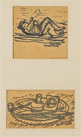 LUIGI BARTOLINI (Cupramontana 1892 - Roma 1963) Coppia di chine su carte. Cm...