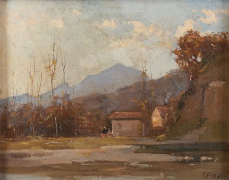 GIULIO FIORI (Bologna 1909 - 1991) "Paesaggio". Olio su tela. Cm 38x48. Opera...