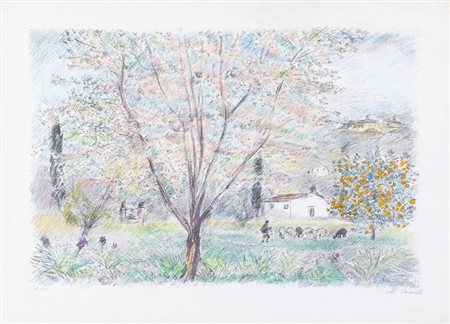 MICHELE CASCELLA (Ortona 1892 – Milano 1989) Litografia a colori su carta. Cm...