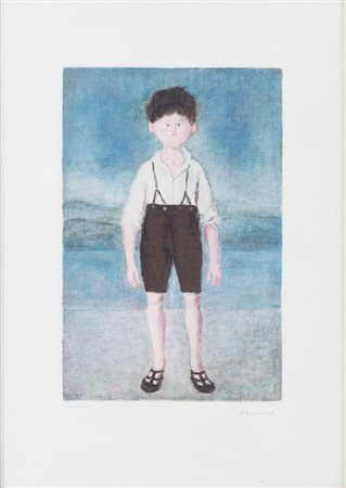 ANTONIO BUENO (Berlino 1918 – Fiesole 1984) "Fanciullo". Litografia a colori...