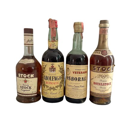 4 bottiglie di Brandy di origine Europea STOCK riserva Royalstock distillato...