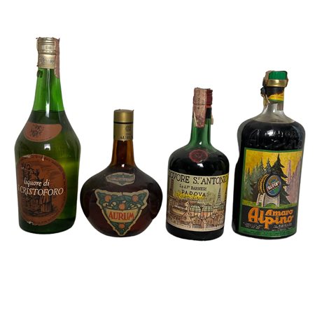 4 Bottiglie di Liquori LIQUORE DI CRISTOFORO 97cl 40%vol AMARO ALPINO 1L...