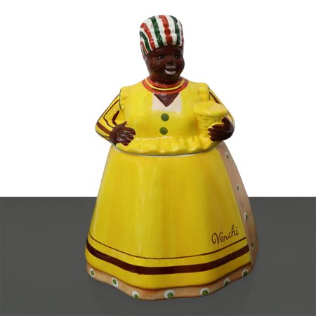 Villa d'Este - Biscottiera nera con vestito giallo Venchi