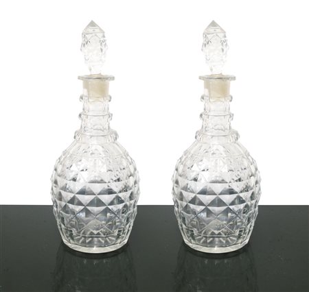 Coppia di bottiglie in cristallo, Primi 20° century