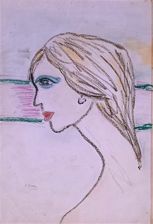 BORRA POMPEO Milano (Mi) 1898 Figura Pastello su carta 46,00x33,00 Firmato in...