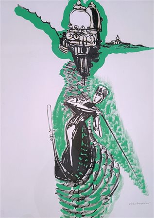 BRINDISI REMO Roma (Roma) 1918 Laguna Veneta Tempera su base litografica...