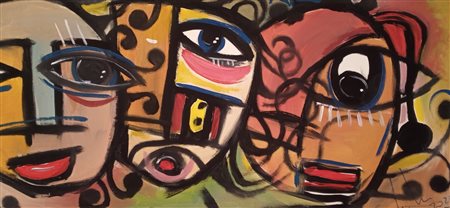 PERRONE RENZO Trepuzzi (Le) 1974 Flamenco 2023 Acrilico su tela 50,00x105,00...