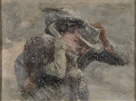 Basilio Cascella (Pescara 1860-Roma 1950)  - Tempesta di neve