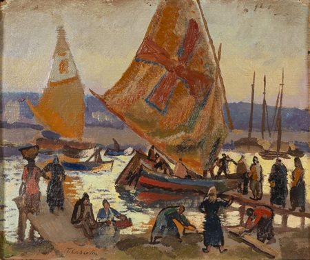 Tommaso Cascella (Ortona 1890-Pescara 1968)  - "Ritorno dalla pesca"