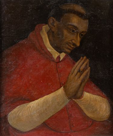 Maestro del XVII secolo. "San Carlo Borromeo". Olio su tela. Cm 66x55....