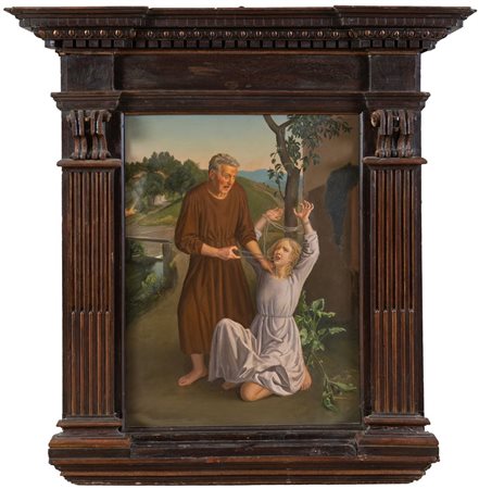 Pittore anonimo del XX secolo. "Il martirio di Sant'Apollonia". Olio su...