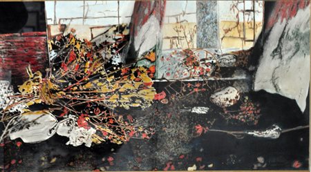 GIUSEPPE BANCHIERI Momento nello studio, 1985 Tecnica mista su carta cm....