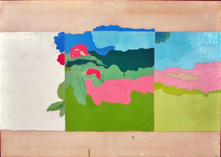 UMBERTO BUSCIONI Senza titolo, 1965/1966 Smalti su carta intelata cm. 75x100...