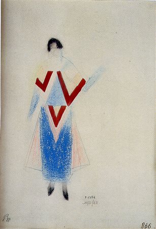 SONIA DELAUNAY Projet de robe, 1921-22 Pastello su carta cm. 35x25 firmato...