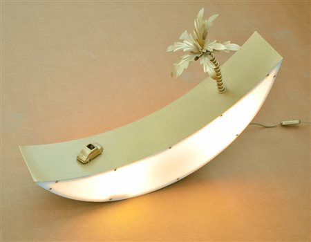 LAPO BINAZZI (UFO) Mezzaluna, 1984/2005 Lampada + automobilina + alberino...