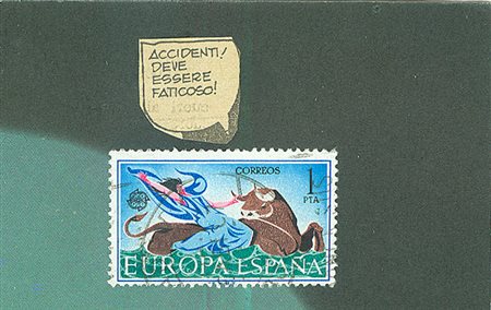 LAMBERTO PIGNOTTI Accidenti! Deve essere faticoso, 1975 Collage su cartoncino...