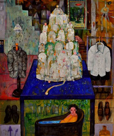 ANTONIO POSSENTI Grande torta delle signorine Gindre – per Rimbaud, 1997 Olio...