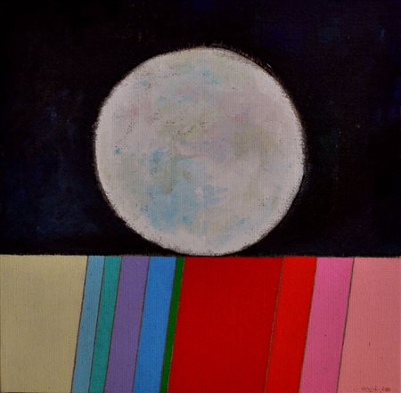 EUGENIO CARMI La luna pallida ci guarda, 2010 Olio su tela cm. 40x40 firmato