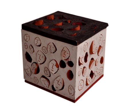 ALBERTO DE BRAUD Senza titolo, 1981 Terracotta policroma cm. 23x21x23 firmata...