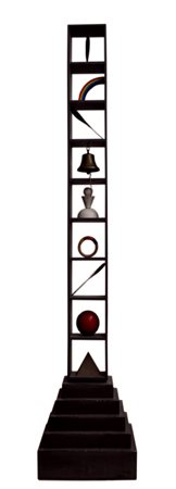 LUCIO DEL PEZZO Lo stele, 1987 Legno dipinto Multiplo – es. III/X cm....