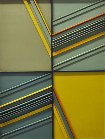 GIANCARLO CALDINI Quattro colori, 1969 Assemblaggio su tavola cm. 70x50...