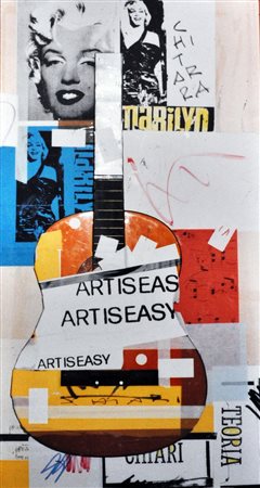 GIUSEPPE CHIARI Art is easy Assemblaggio e collage su tavola in teca di...