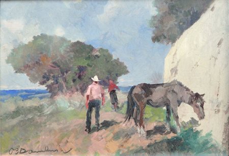 CARLO DOMENICI Il muro bianco Olio su tela cm. 35x50 firmato