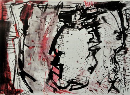 GUALTIERO NATIVI Senza titolo, 1961 Tempera e china su carta cm. 35x50...