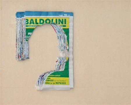 MARIO CEROLI Profilo Collage di carta sagomata su cartone cm. 36x51,5 firmato...