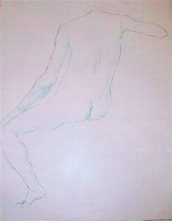 MARINO MARINI Nudo seduto Inchiostro e matita colorata su carta cm. 29,5x22...