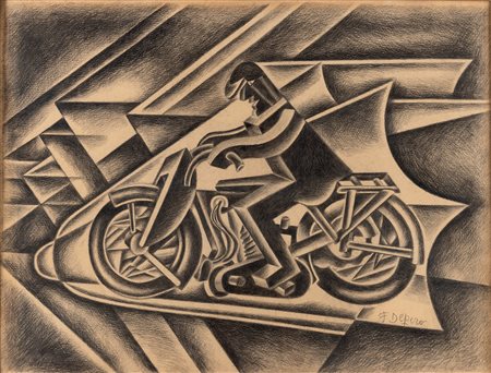 Fortunato Depero, Il motociclista, 1923 circa