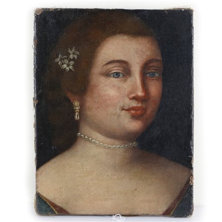  
Ritratto di nobil donna inizi XVII secolo
dipinto ad olio su tela 30 x 23 cm