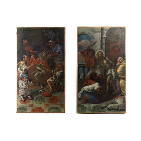  
Via Crucis  XVII secolo
 coppia di dipinti olio su tela 48 x 27 cm