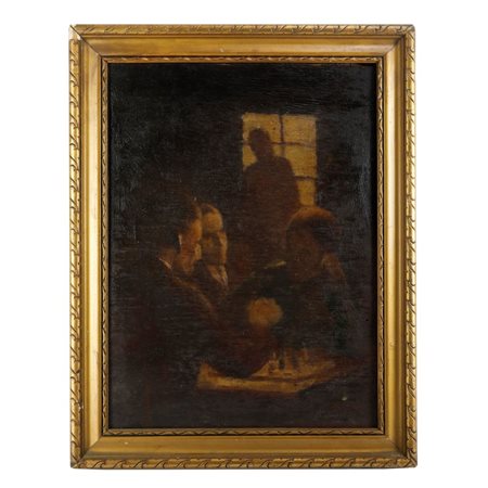  
Interno con finestra e personaggi prima metà XX secolo
dipinto ad olio su tavola 40 x 30 cm